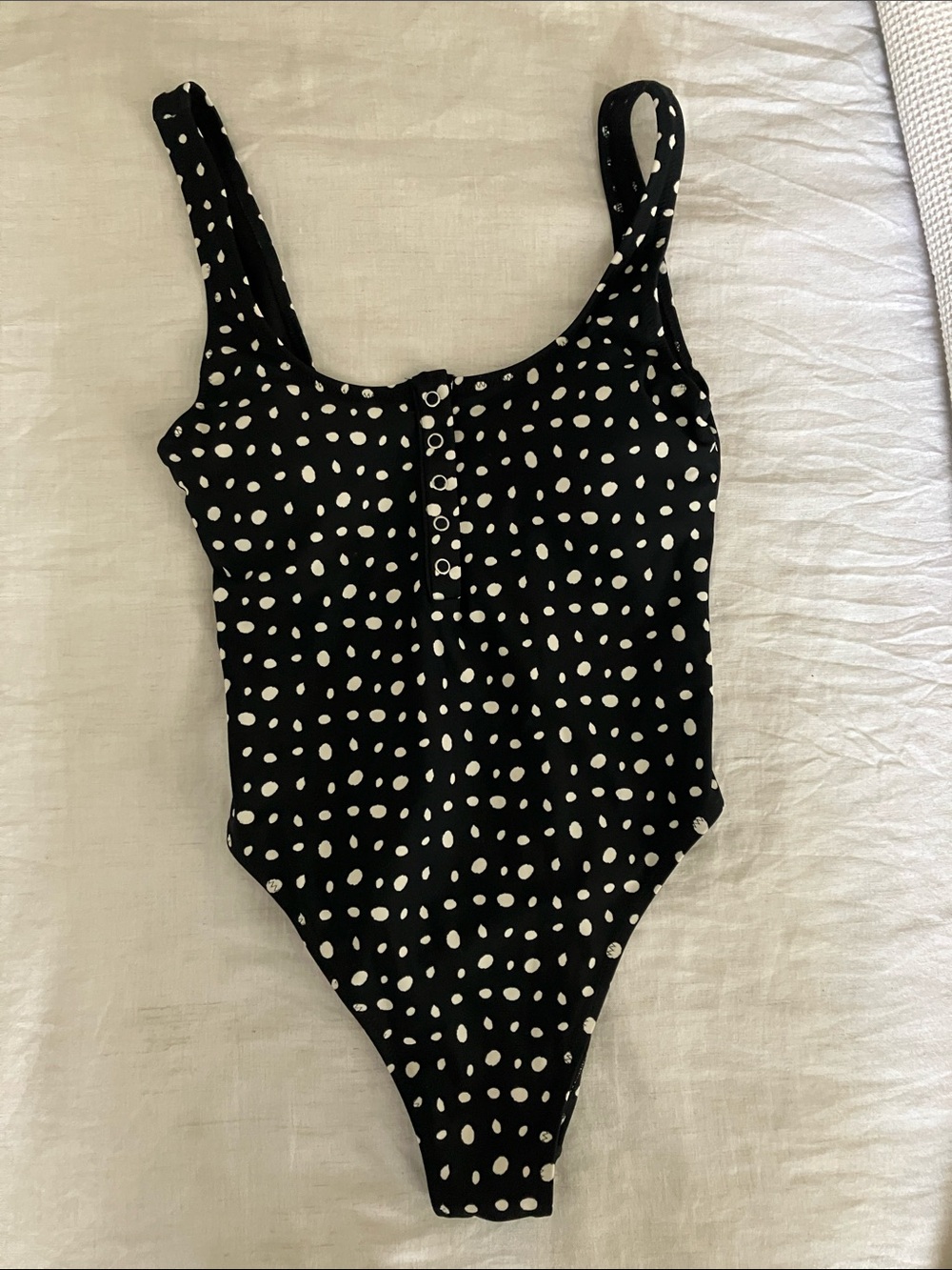 aerie Black and White Polka Dot One-Piece Swimsuit